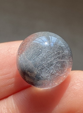 天然水晶蓝发晶吊坠圆珠DIY发晶单珠饰品项链13.5mm一物一图