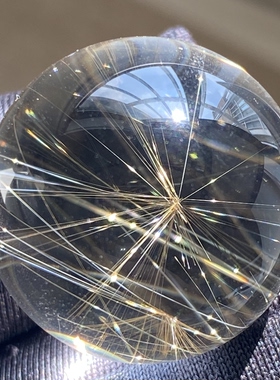 天然水晶发晶花吊坠圆珠DIY发晶饰品项链22mm一物一图
