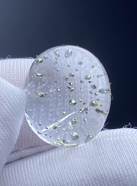 天然水晶包裹体满天星黄铜矿吊坠裸石蛋面DIY铜矿饰品项链