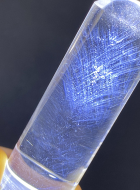 天然水晶原石打磨白水晶蓝针圆柱吊坠裸石男女款水晶挂坠可做印章