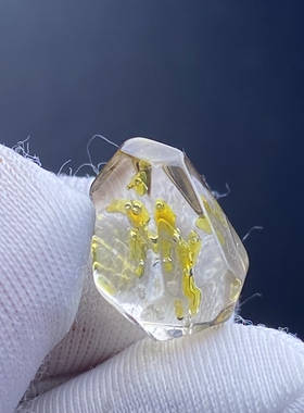 天然水晶荧光油胆吊坠裸石DIY水胆随形饰品配饰 一物一图