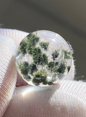 天然水晶包裹体海胆花银山吊坠圆珠DIY海胆发单珠饰品项链12mm