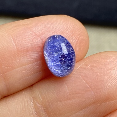 天然水晶蓝发晶吊坠裸石蛋面DIY水晶饰品可做戒指一物一图