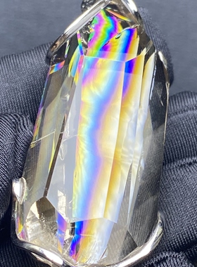 天然白水晶彩虹随形吊坠男女款七彩水晶饰品项链挂坠一物一图