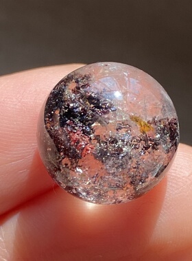天然水晶包裹体双色铜矿吊坠圆珠DIY铜矿单珠饰品项链14.5mm