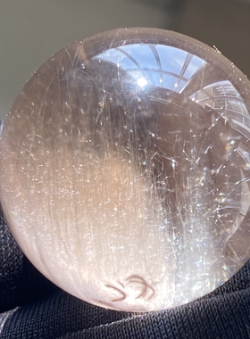 天然水晶兔毛吊坠圆珠DIY水晶兔毛单珠饰品项链挂坠23mm一物一图