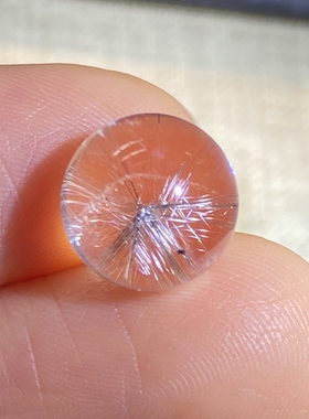 天然水晶银钛花吊坠圆珠DIY水晶单珠饰品项链10mm一物一图