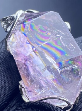 天然紫水晶彩虹吊坠男女款紫晶项链饰品挂坠 一物一图