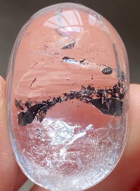 天然白水晶黑流沙水胆吊坠男女款水胆饰品项链挂坠 一物一图