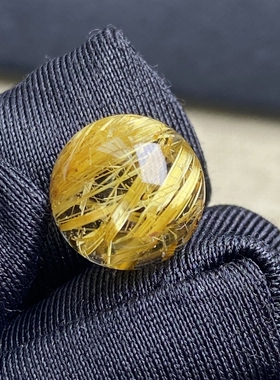 天然水晶钛晶吊坠圆珠DIY发晶单珠饰品项链10.5mm可做戒指