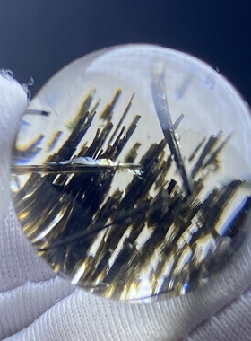 天然水晶包裹体绿碧玺吊坠圆珠DIY碧玺单珠饰品项链17.5mm
