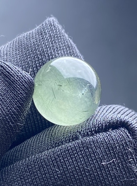 天然水晶绿兔毛吊坠圆珠DIY兔毛单珠饰品9.5mm一物一图