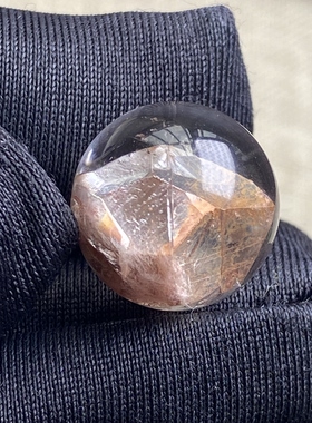 天然水晶包裹体晶中晶吊坠圆珠DIY水晶单珠饰品项链13mm一物一图