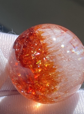 天然水晶七彩草莓晶吊坠圆珠DIY水晶单珠饰品项链17.5mm一物一图