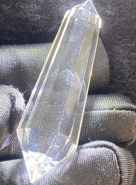 天然水晶白幽灵银山双尖多棱柱吊坠裸石饰品 一物一图