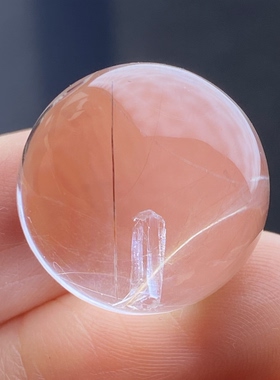 天然水晶包裹体晶中晶柱兔毛吊坠圆珠DIY晶中晶单珠饰品项链18mm