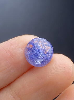 天然水晶蓝发晶吊坠裸石蛋面DIY水晶饰品项链可做戒指一物一图