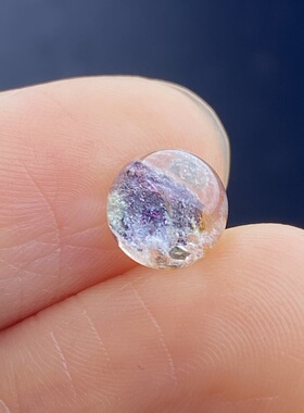 天然水晶包裹体紫铜矿吊坠圆珠DIY铜矿饰品可做戒指7.5mm一物一图