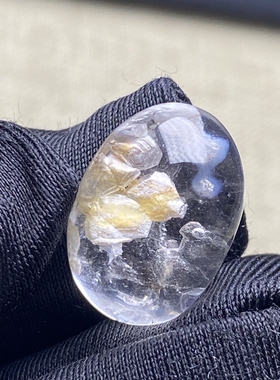 天然水晶包裹体萤石水胆吊坠裸石蛋面DIY水胆矿石饰品可做戒指