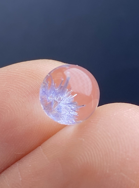 天然水晶蓝发晶吊坠圆珠DIY蓝线石单珠配珠饰品项链7.5mm一物一图