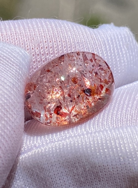 天然水晶草莓晶吊坠裸石蛋面DIY水晶饰品可做戒指