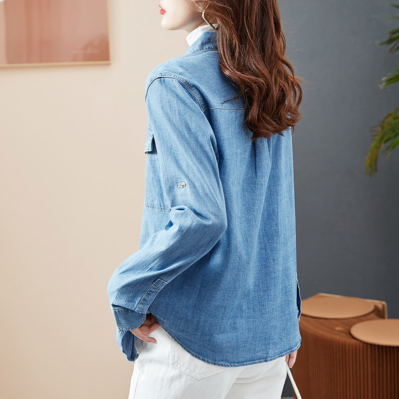 德玛纳2022新款春装牛仔女复古衬衫 德玛纳衬衫