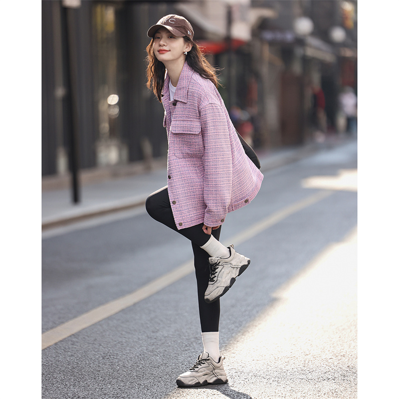【「蔷薇日记」外套】温柔小香风浪漫粉紫色双翻袋洋气感上衣外套 - 图3