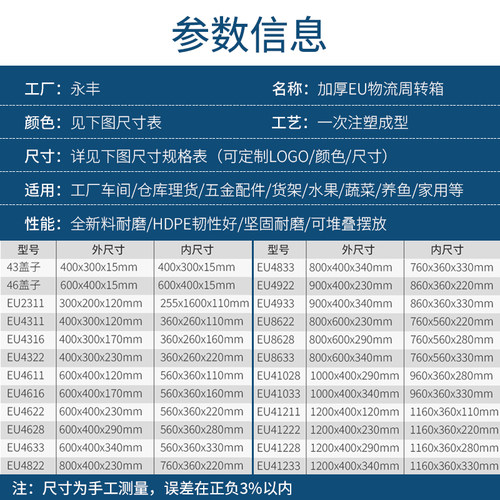 包邮物流周转箱配件运输EU箱生产仓库收纳塑料箩筐零件五金工具盒 - 图2