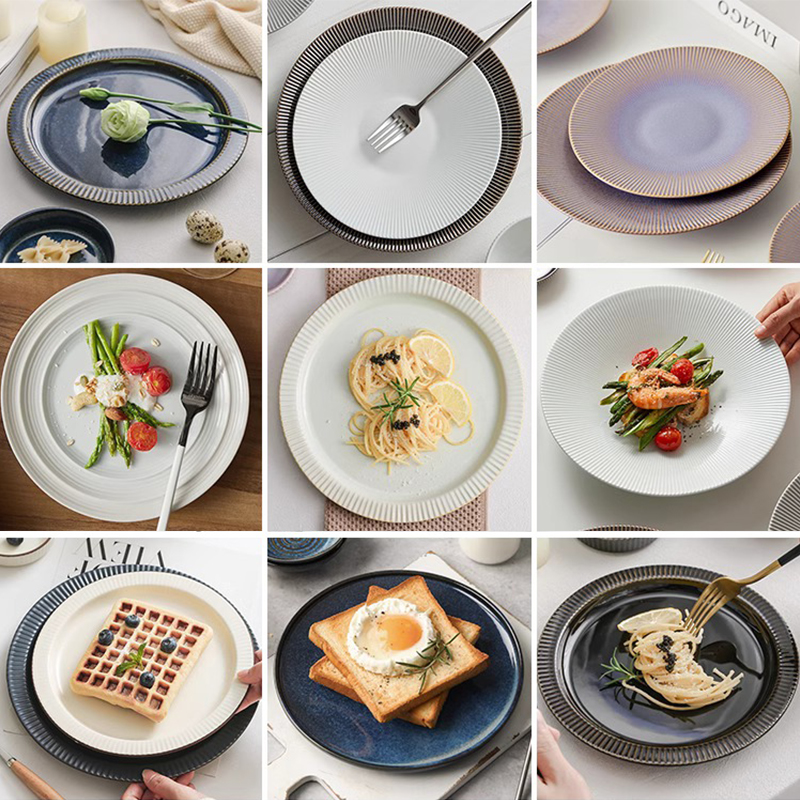 釉下彩陶瓷高级感盘子菜盘清仓捡漏家用创意网红深盘西餐盘牛排盘 - 图0