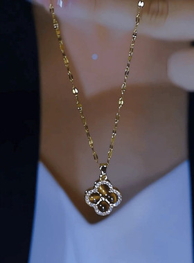 美拉德猫眼石四叶草项链