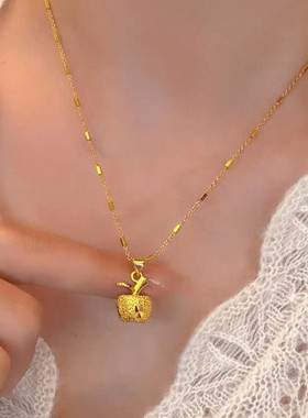 秋冬苹果吊坠项链女款