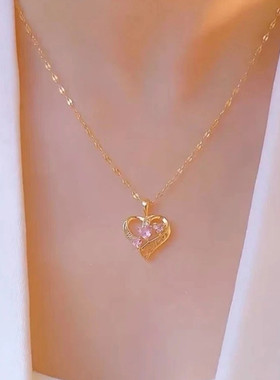 LOVE爱心粉色吊坠女士项链