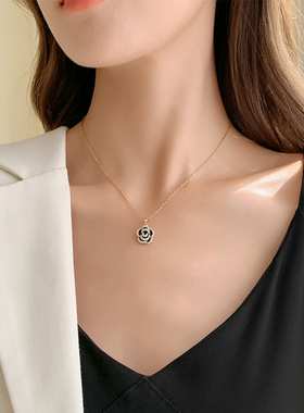 高级感轻奢山茶花项链女