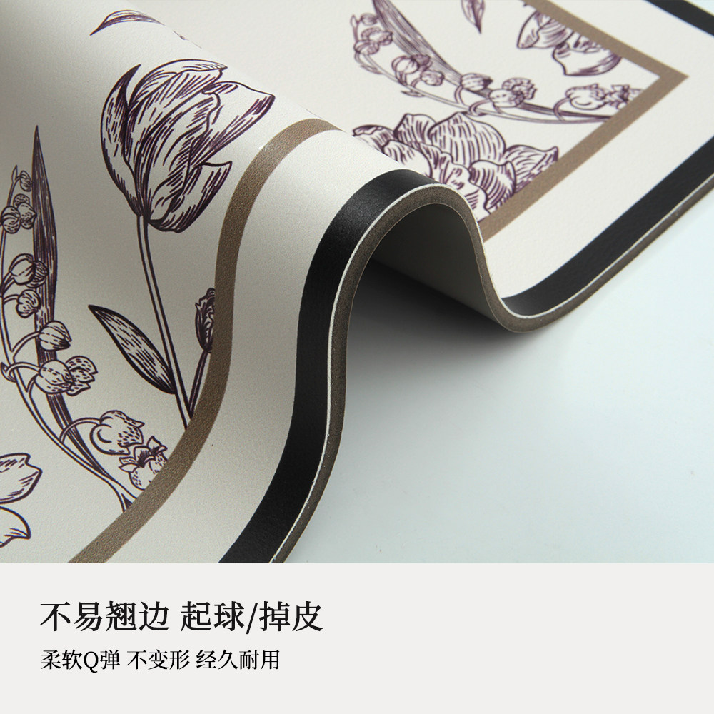 轻奢高级厨房地垫长条防滑防油防水可擦免洗皮革地毯耐脏软脚垫子,淘宝优惠券,粉丝福利购,淘宝优惠卷