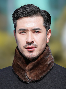 整皮水貂毛围巾男士防寒护颈