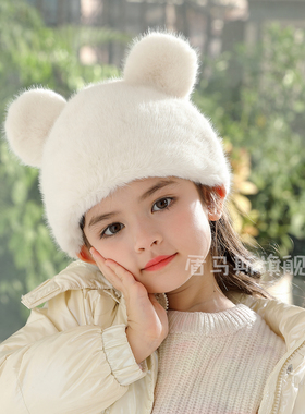 渔夫帽可爱女小熊耳朵软妹冬季