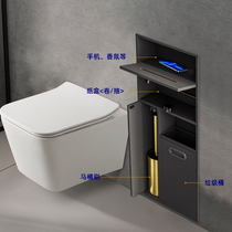 Stainless Steel Wall Niches Flush Toilet Toilet Toilet Wall Shelve Toilet Brush Bathroom Metal Trash Can Insert