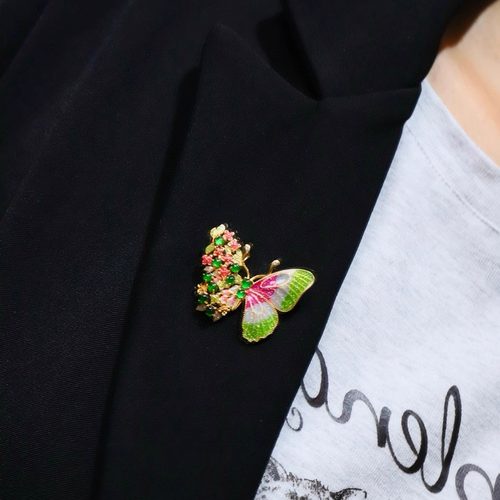 925纯银镀金 珐琅天然A货翡翠蝴蝶胸针女款胸针奢华款 - 图2