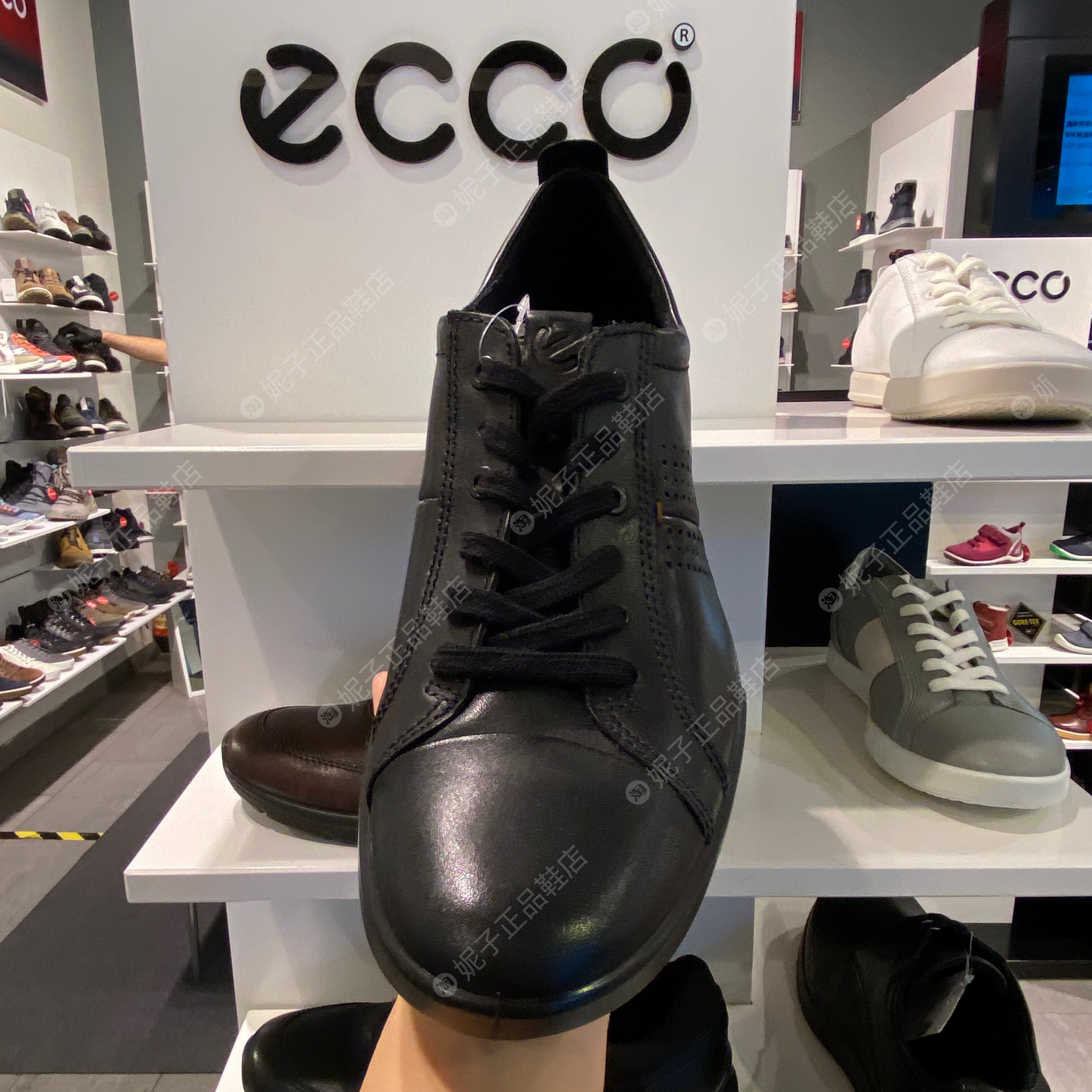 ecco爱步男鞋休闲鞋男黑色经典百搭板鞋低帮鞋皮鞋536254 科林2.