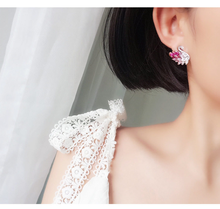 春上新s925银针小天鹅水晶韩版耳钉 蓓丽雅旗舰耳钉