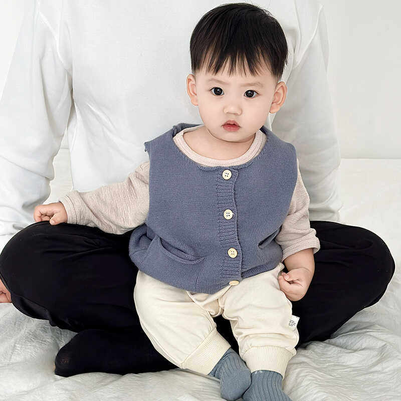 男童春秋季针织马甲背心婴幼儿百搭长袖打底衫女宝宝大PP长裤套装,淘宝优惠券,粉丝福利购,淘宝优惠卷