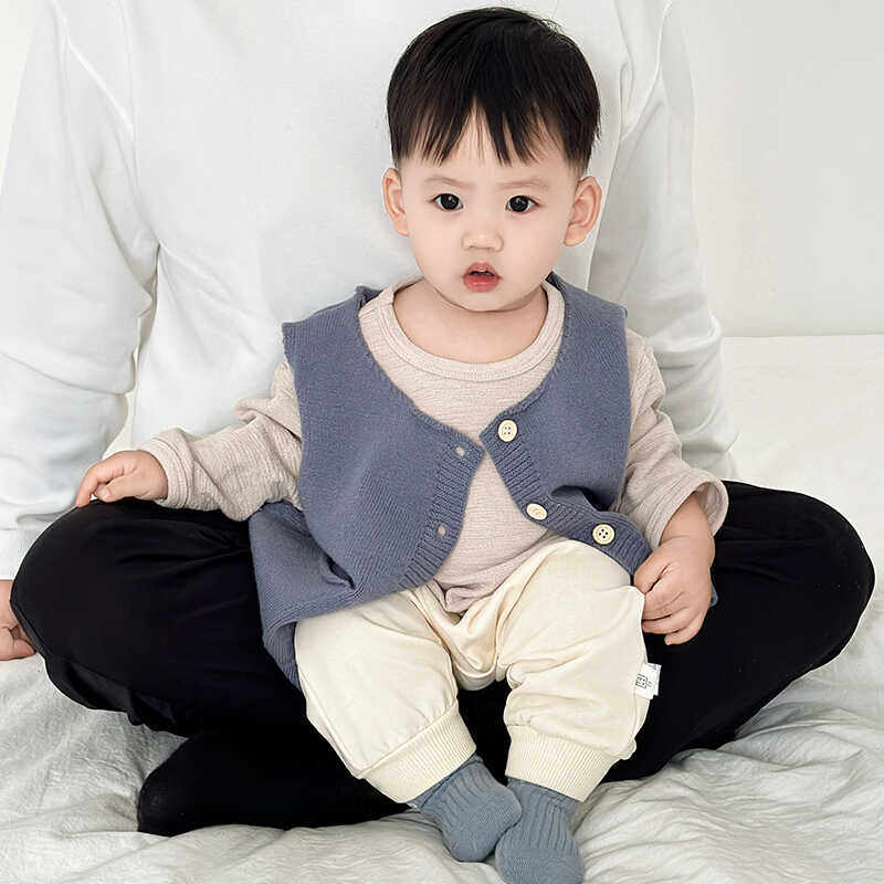 男童春秋季针织马甲背心婴幼儿百搭长袖打底衫女宝宝大PP长裤套装,淘宝优惠券,粉丝福利购,淘宝优惠卷