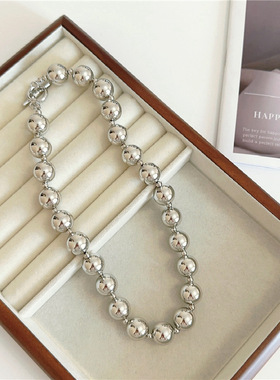 欧美圆珠串珠项链女ins风夸张大