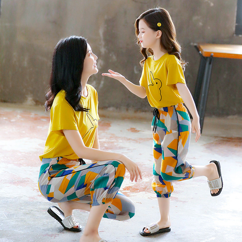 母女装洋气夏装2020新款儿童装短袖 金雅丽童亲子装/亲子时装
