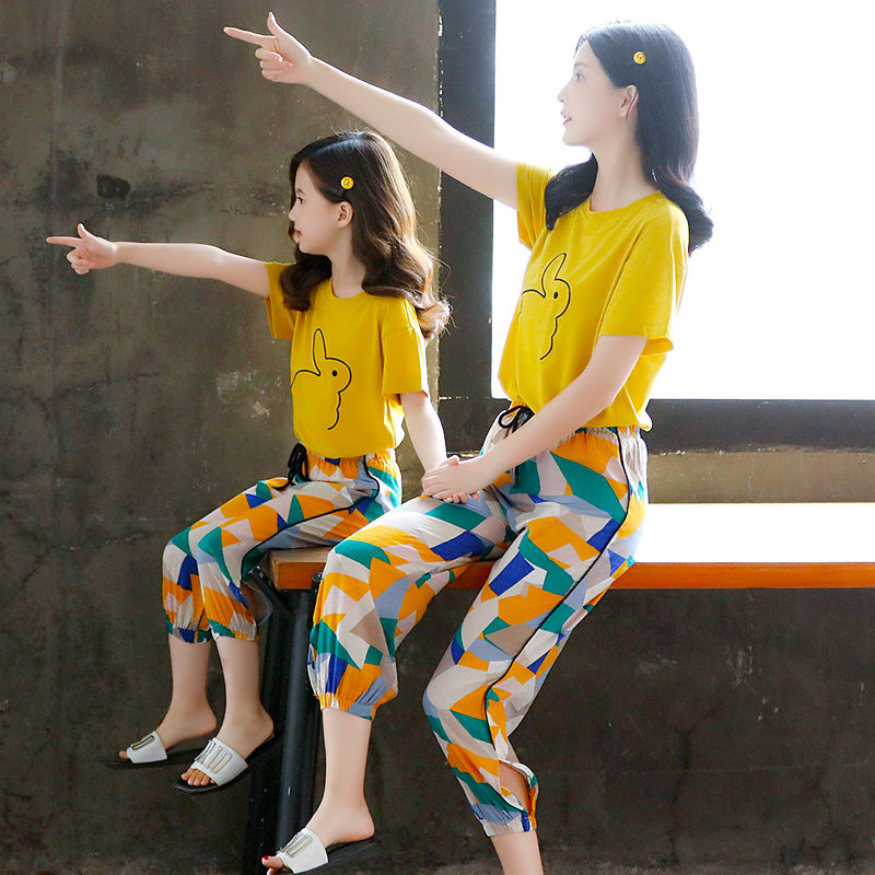 母女装洋气夏装2020新款儿童装短袖 金雅丽童亲子装/亲子时装