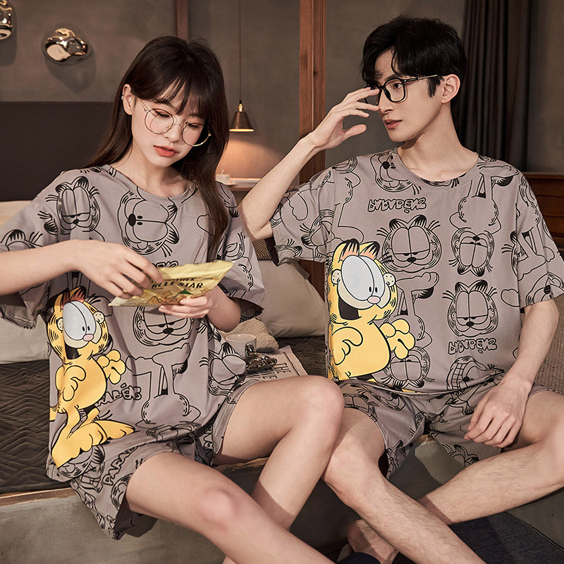 莫代尔冰丝情侣夏季短袖短裤男睡衣 怀尔蔚卡卡睡衣/家居服套装