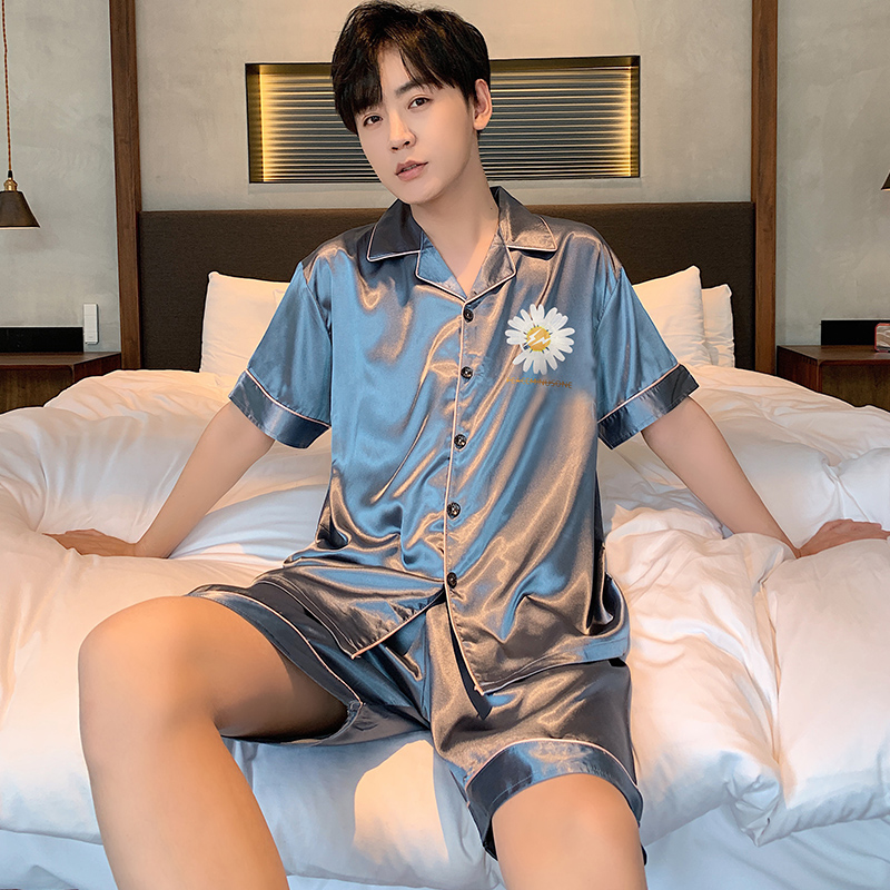 卡卡服饰专营男士睡衣短袖薄款冰丝春夏季薄款夏天卡通可爱丝绸学生家居服套装2