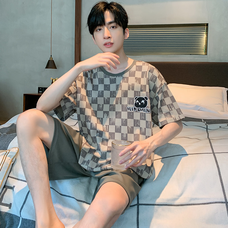 莫代尔男士冰丝夏季新款短袖裤睡衣 怀尔蔚卡卡睡衣/家居服套装