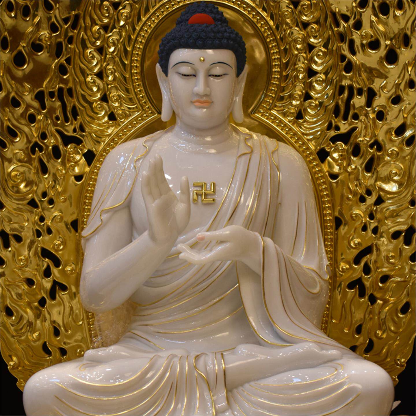 燃灯佛汉白玉雕佛像阿弥陀佛寺庙供奉药师佛工艺品摆件释迦牟尼佛 - 图2