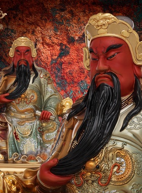 东来紫关公摆件武财神神像铜雕招财供奉铜像关帝圣君京铜伽蓝菩萨